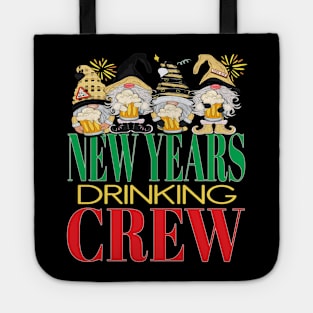 Funny New Years Drinking Crew Beers Alcohol Eve Gnomes Party New York Tote