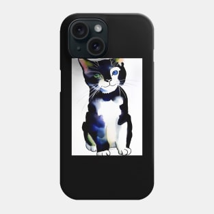 Cute watercolour Tuxedo Cat Copyright TeAnne Phone Case