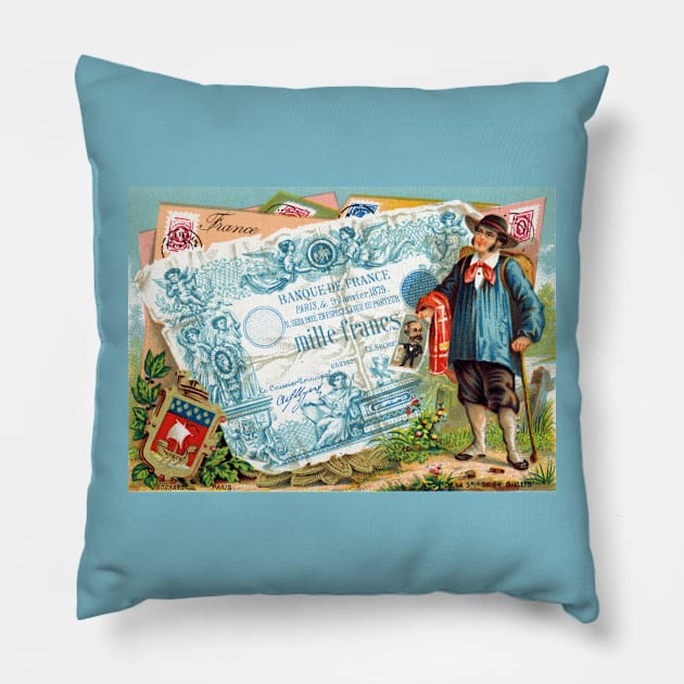 19th C. French Commerce and Culture Pillow by historicimage