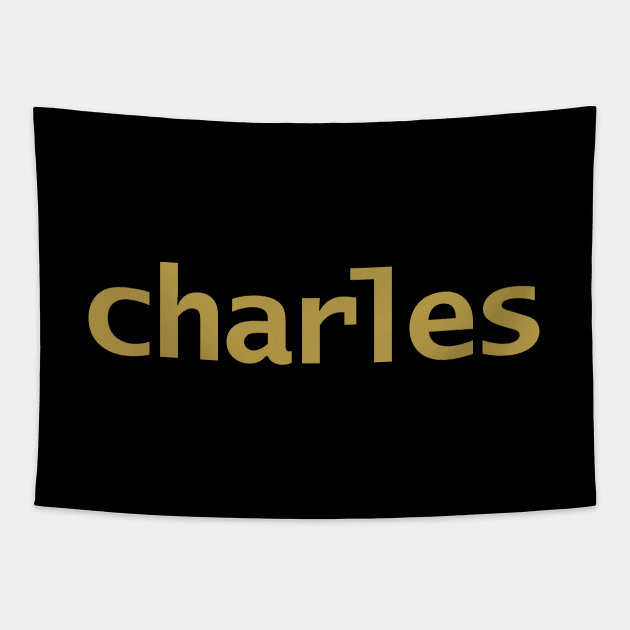 Charles Minimal Typography Gold Text Tapestry by ellenhenryart