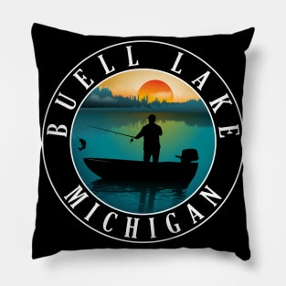 Buell Lake Fishing Michigan Sunset Pillow