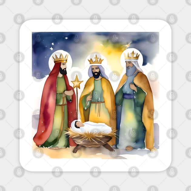 Epiphany or Three Kings Day - January 6 - Watercolors & Pen Magnet by Oldetimemercan