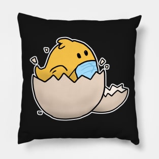 Chick in the egg with face mask happy easter 2021 Pillow