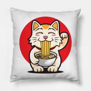 Lucky Ramen Cat Pillow