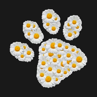 Cat Dog Mom Paw Print Of White Daisy Flower   Cat Or Dog Paw T-Shirt