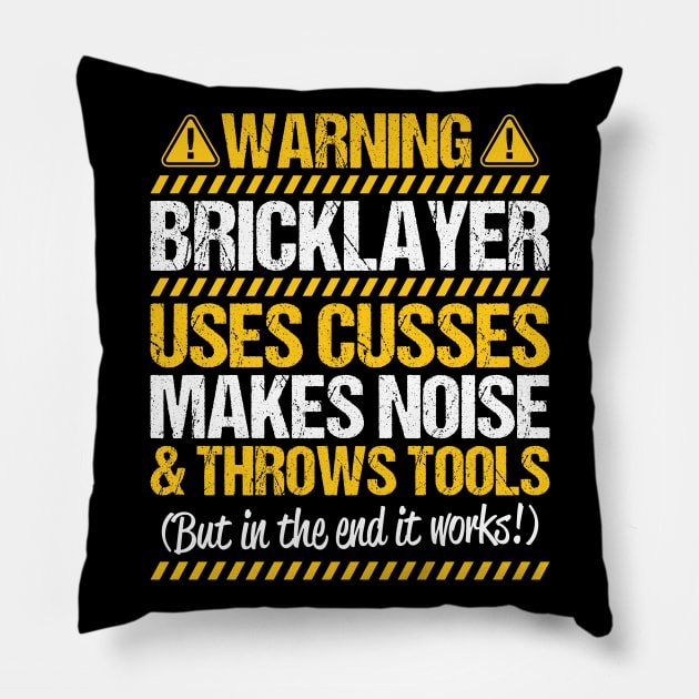 Bricklayer Mason Brickmason Brickie Gift Present Pillow by Krautshirts