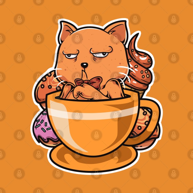 Weird Cat and Coffee by unygara