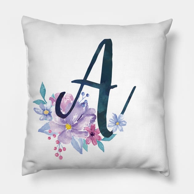 Floral Monogram A Pretty Lilac Bouquet Pillow by floralmonogram