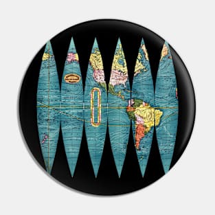 1890s Mercator Projection Color Globe North and South America Pin