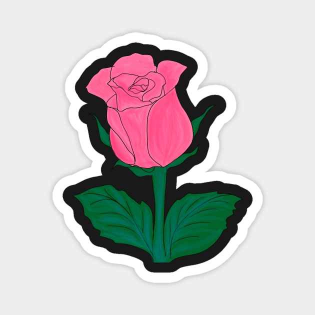 Pink Rose Watercolor Drawing Magnet by Grafititee