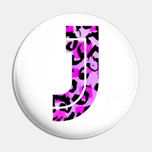 Abstract Letter J Watercolour Leopard Print Alphabet Pin