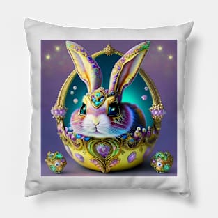 Easter Bunny Egg Bejeweled Cartoon Pillow