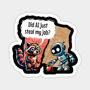 Surprised Raccoon: Did AI Just Steal My Job? 🦝 Funny Magnet