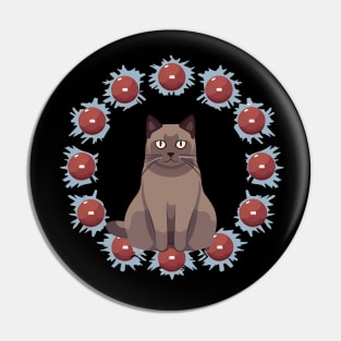 Burmese Cat Xmas Ornament, Love Cats Pin