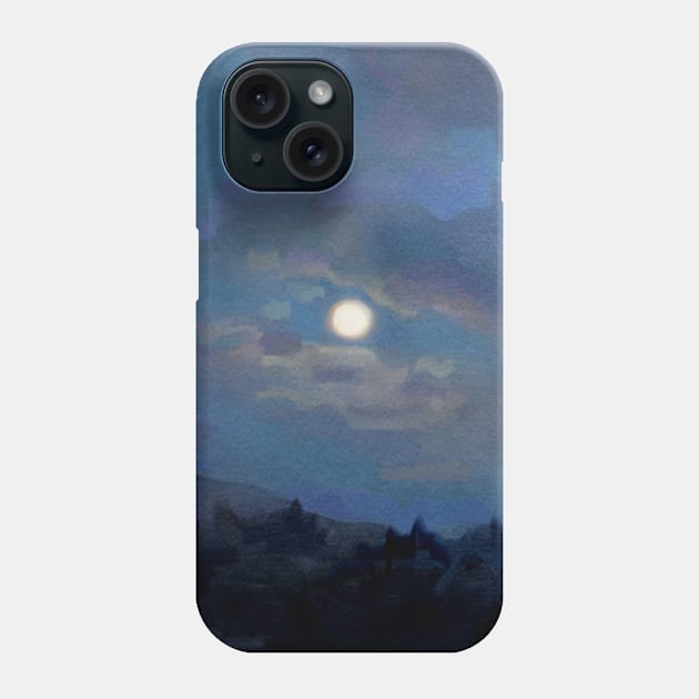 Evening Moonlit Landscape Phone Case by CozyPixelFluff