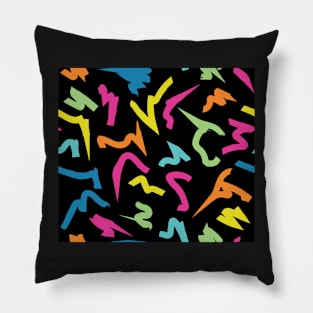 Rainbow Colors Bright Retro 80's Eighties Abstract Scribble Pillow