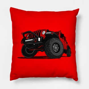 Red Jeep Illustration Pillow