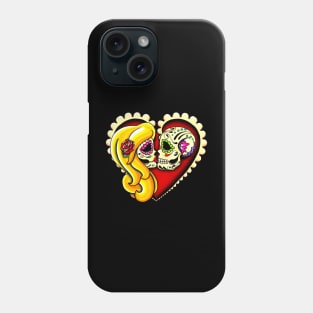 Ashes - Day of the Dead Kissing Sugar Skull Couple in Blonde Phone Case