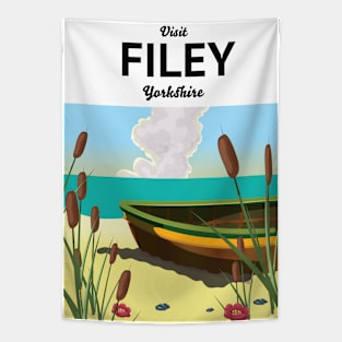 Filey Yorkshire Beach travel poster Tapestry