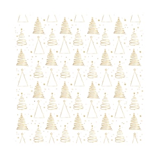 Minimal White Gold Christmas Tree T-Shirt