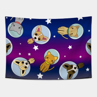 Cute Space Cats And Dogs Background Pattern Seamless Tapestry