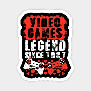 Gaming 1987 Birthday Video Games Birthday Gamer Magnet