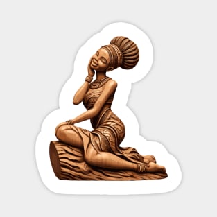 Afrocentric Woman Wooden Carving Magnet