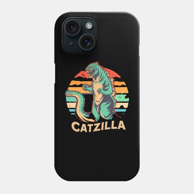 Vintage Catzilla Fire cat Phone Case by kknows