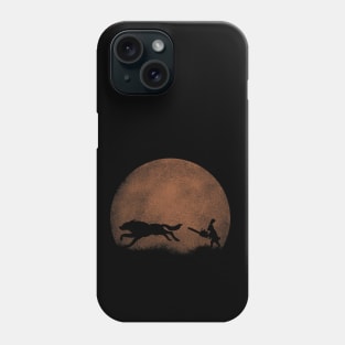 hare with a chainsaw, running after the wolf Phone Case