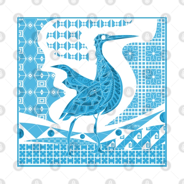 agami heron bird in ecopop talavera pattern wallpaper art 2 by jorge_lebeau