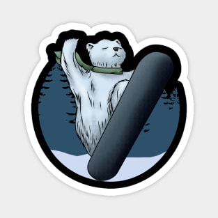 Funny polar bear as a snowboarder Magnet