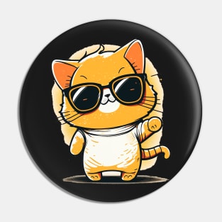 Cute ginger cat wearing sunglasses Pin