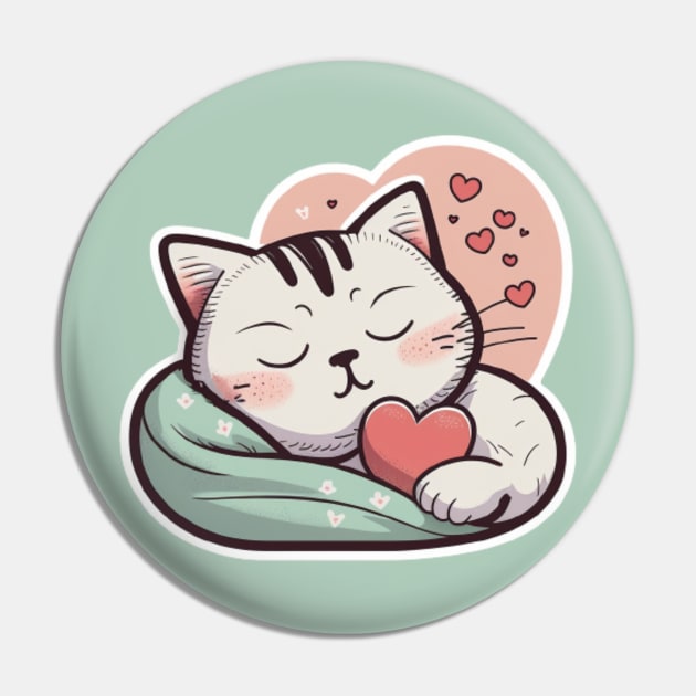 Sleepy Cat Valentine's Day Pin by alanersia