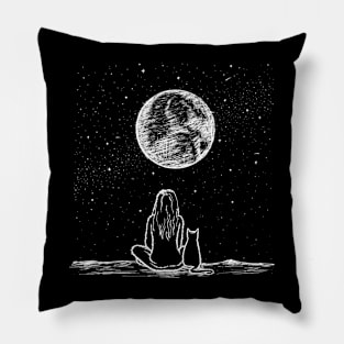 Cat and moon Pillow