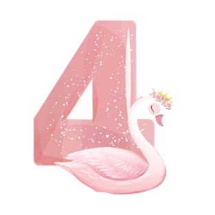 Princess 4th Birthday Swan 4 Year Old Girl T-Shirt