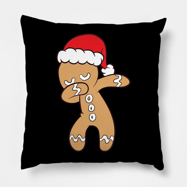 Christmas Gingerbread With Santa Hat Dabbing Gingerbread Pillow by EQDesigns