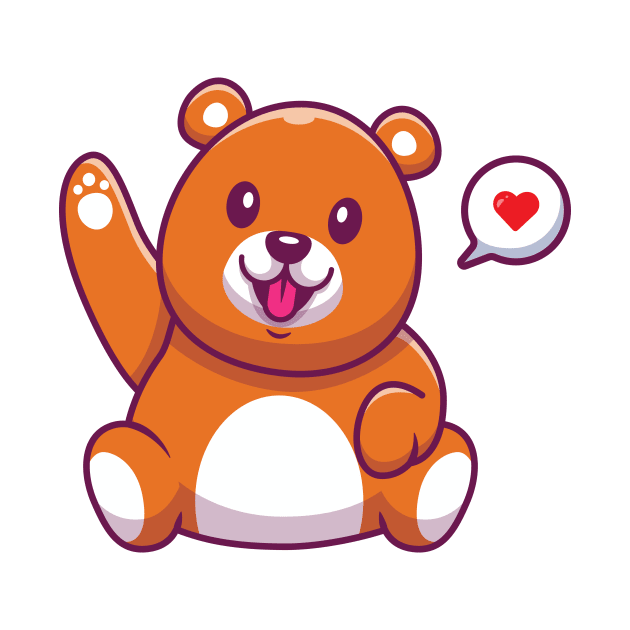 Cute Bear Waving Hand Cartoon by Catalyst Labs