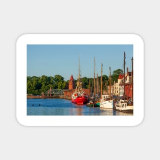 Museum ships on the Untertrave in the evening light, Lübeck, Schleswig-Holstein, Germany, Europe Magnet