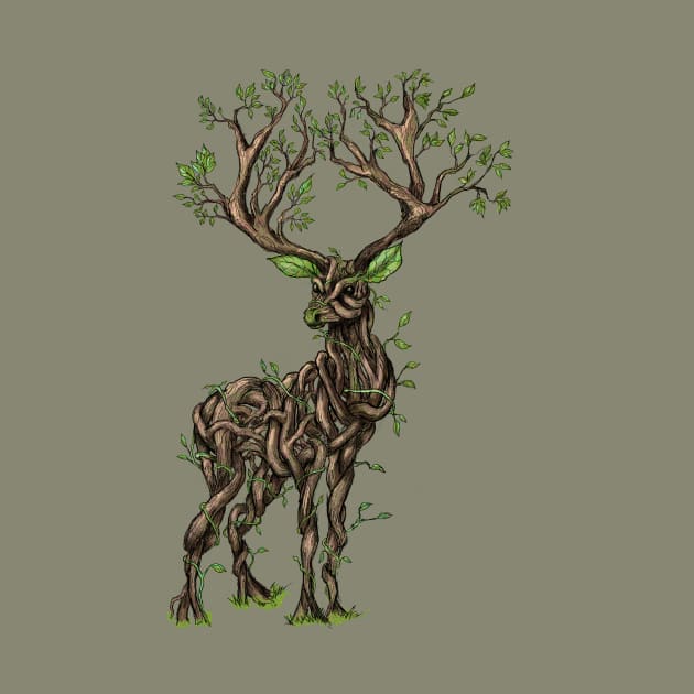 Vine Branch Stag (Color) by Mainahste