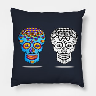 Set of Mexican sugar skulls with mustache Pillow