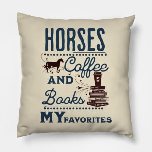 Horses Coffee Books Pillow