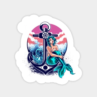 Mermaid leaning against the anchor Magnet