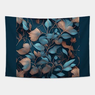 Elegant leaf tendrils in cream and light blue Tapestry