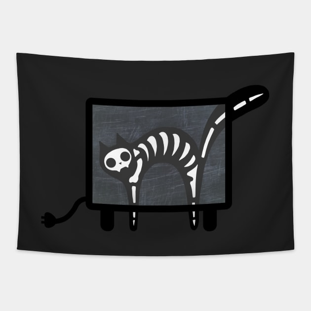 X-Ray Cat - Skeleton Kitty Xray Tapestry by prettyinink