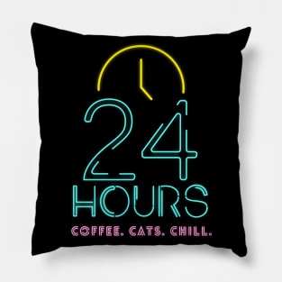 24 Hours Coffee Cats Chill Pillow