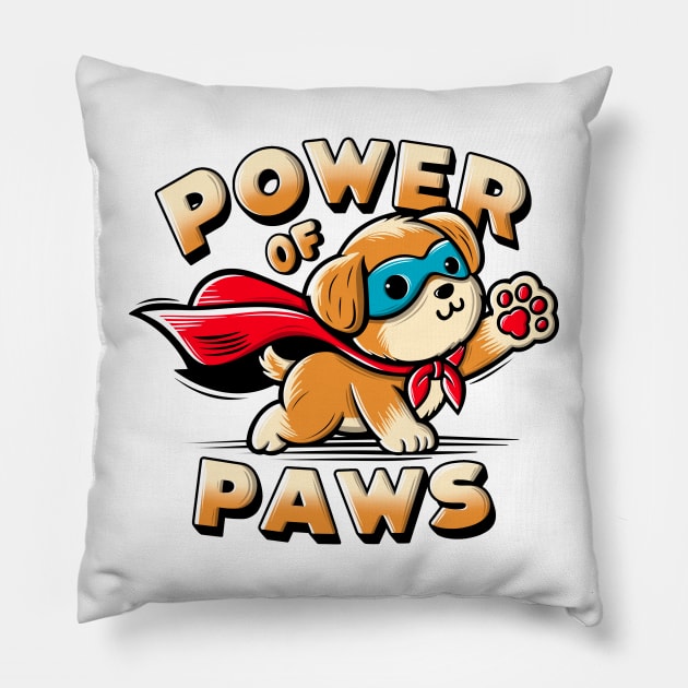 Cute cartoon dog with superhero cape Pillow by ilhnklv