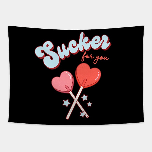 Sucker For You Lollipop Heart Candy Valentines Day Tapestry by SilverLake