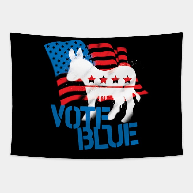 USA American Flag Vote Blue Democrat Donkey Graffiti Stencil Tapestry by andzoo