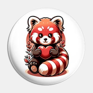 Cute Red Panda Animal Love Lovers Heart Pin