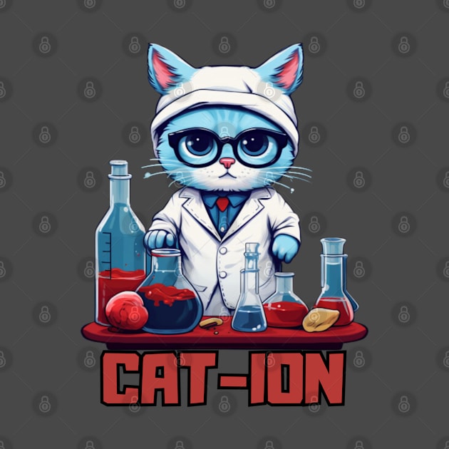 Chemist cat, cation, chemistry, laboratory, kitty in lab, gift present ideas by Pattyld